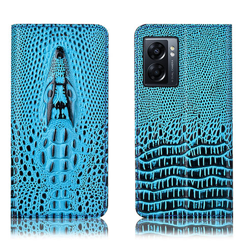 Coque Portefeuille Livre Cuir Etui Clapet H03P pour Realme Narzo 50 5G Bleu Ciel