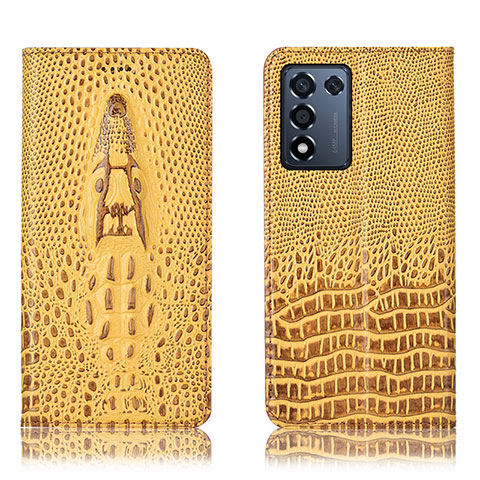 Coque Portefeuille Livre Cuir Etui Clapet H03P pour Realme Q3s 5G Jaune