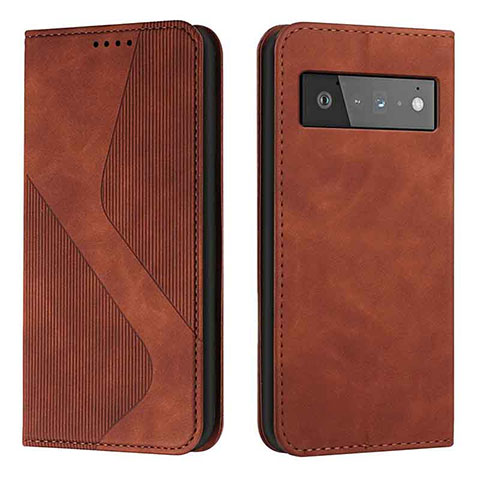 Coque Portefeuille Livre Cuir Etui Clapet H03X pour Google Pixel 6 5G Marron