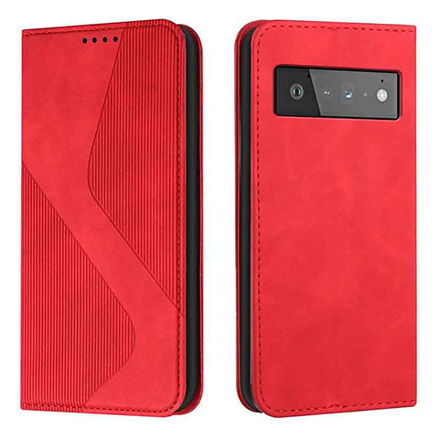 Coque Portefeuille Livre Cuir Etui Clapet H03X pour Google Pixel 6 Pro 5G Rouge