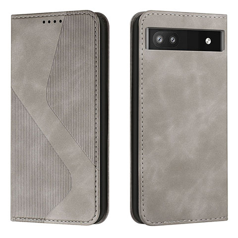 Coque Portefeuille Livre Cuir Etui Clapet H03X pour Google Pixel 6a 5G Gris