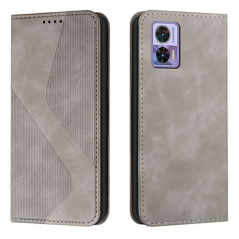 Coque Portefeuille Livre Cuir Etui Clapet H03X pour Motorola Moto Edge 30 Neo 5G Gris