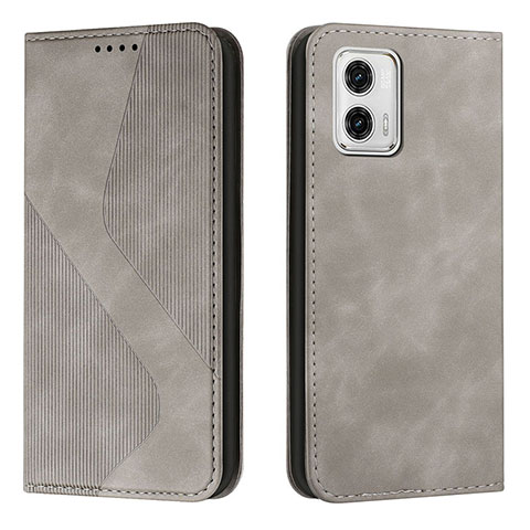 Coque Portefeuille Livre Cuir Etui Clapet H03X pour Motorola Moto G73 5G Gris