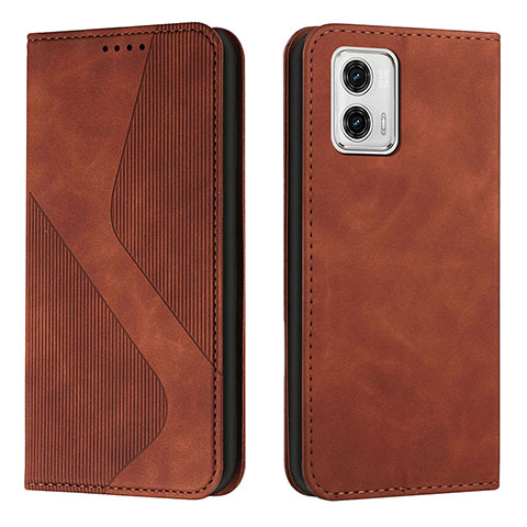 Coque Portefeuille Livre Cuir Etui Clapet H03X pour Motorola Moto G73 5G Marron