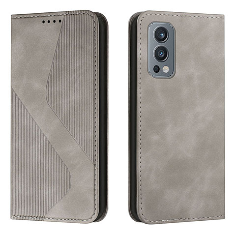 Coque Portefeuille Livre Cuir Etui Clapet H03X pour OnePlus Nord 2 5G Gris