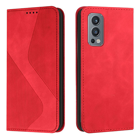 Coque Portefeuille Livre Cuir Etui Clapet H03X pour OnePlus Nord 2 5G Rouge