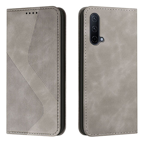 Coque Portefeuille Livre Cuir Etui Clapet H03X pour OnePlus Nord CE 5G Gris