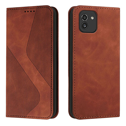 Coque Portefeuille Livre Cuir Etui Clapet H03X pour Samsung Galaxy A03 Marron