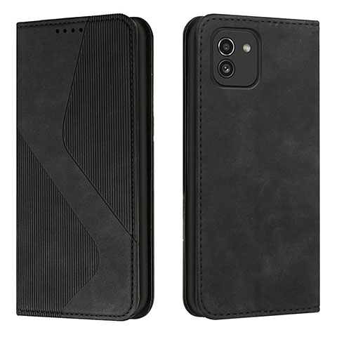 Coque Portefeuille Livre Cuir Etui Clapet H03X pour Samsung Galaxy A03 Noir