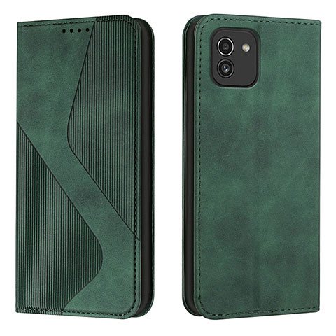 Coque Portefeuille Livre Cuir Etui Clapet H03X pour Samsung Galaxy A03 Vert