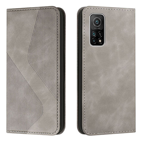 Coque Portefeuille Livre Cuir Etui Clapet H03X pour Xiaomi Mi 10T 5G Gris