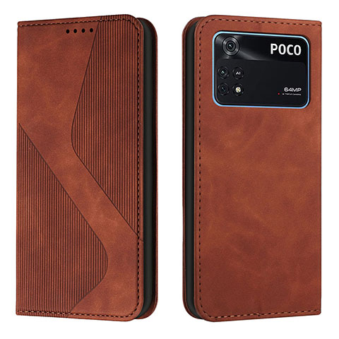 Coque Portefeuille Livre Cuir Etui Clapet H03X pour Xiaomi Poco M4 Pro 4G Marron