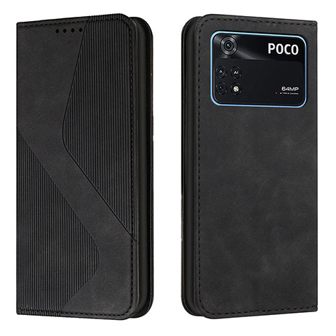 Coque Portefeuille Livre Cuir Etui Clapet H03X pour Xiaomi Poco M4 Pro 4G Noir