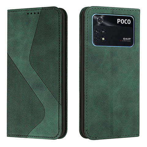 Coque Portefeuille Livre Cuir Etui Clapet H03X pour Xiaomi Poco M4 Pro 4G Vert