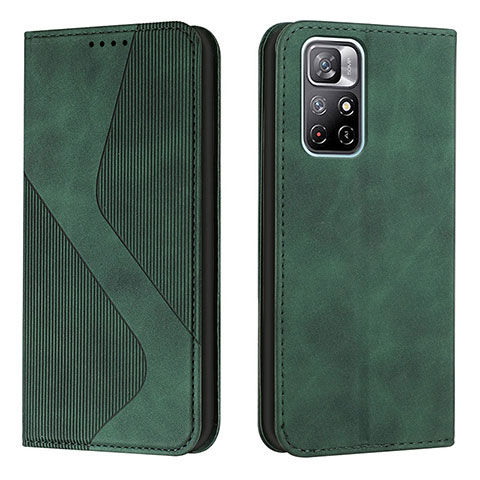 Coque Portefeuille Livre Cuir Etui Clapet H03X pour Xiaomi Poco M4 Pro 5G Vert