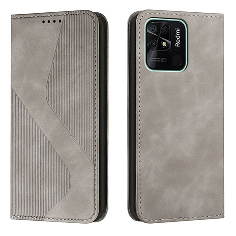 Coque Portefeuille Livre Cuir Etui Clapet H03X pour Xiaomi Redmi 10 India Gris