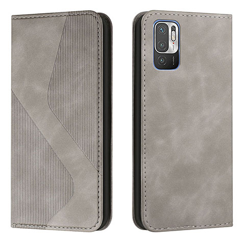 Coque Portefeuille Livre Cuir Etui Clapet H03X pour Xiaomi Redmi Note 10 5G Gris