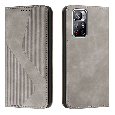 Coque Portefeuille Livre Cuir Etui Clapet H03X pour Xiaomi Redmi Note 11 5G Gris