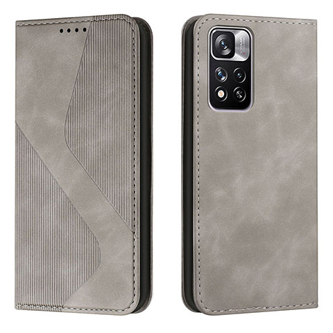 Coque Portefeuille Livre Cuir Etui Clapet H03X pour Xiaomi Redmi Note 11 Pro+ Plus 5G Gris