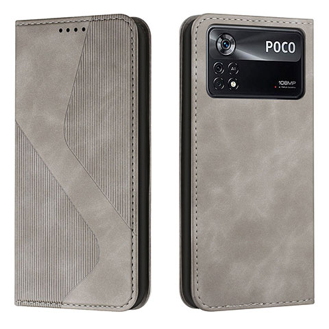 Coque Portefeuille Livre Cuir Etui Clapet H03X pour Xiaomi Redmi Note 11E Pro 5G Gris