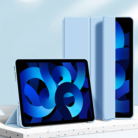 Coque Portefeuille Livre Cuir Etui Clapet H04 pour Apple iPad Air 5 10.9 (2022) Bleu