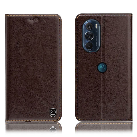 Coque Portefeuille Livre Cuir Etui Clapet H04P pour Motorola Moto Edge 30 Pro 5G Marron