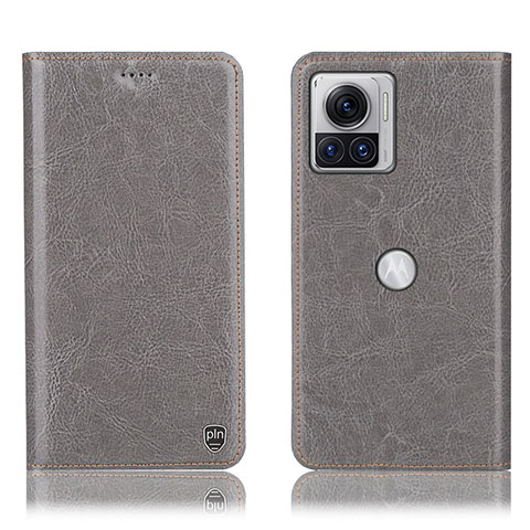 Coque Portefeuille Livre Cuir Etui Clapet H04P pour Motorola Moto Edge 30 Ultra 5G Gris