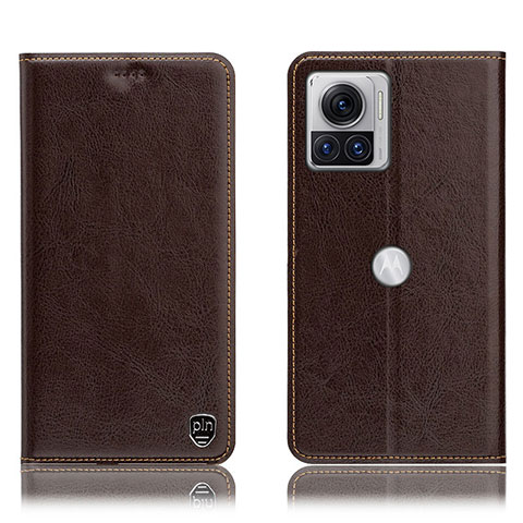 Coque Portefeuille Livre Cuir Etui Clapet H04P pour Motorola Moto Edge 30 Ultra 5G Marron