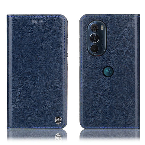 Coque Portefeuille Livre Cuir Etui Clapet H04P pour Motorola Moto Edge Plus (2022) 5G Bleu