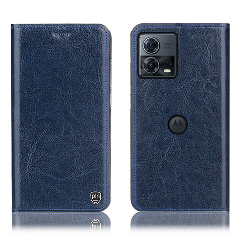 Coque Portefeuille Livre Cuir Etui Clapet H04P pour Motorola Moto Edge S30 Pro 5G Bleu