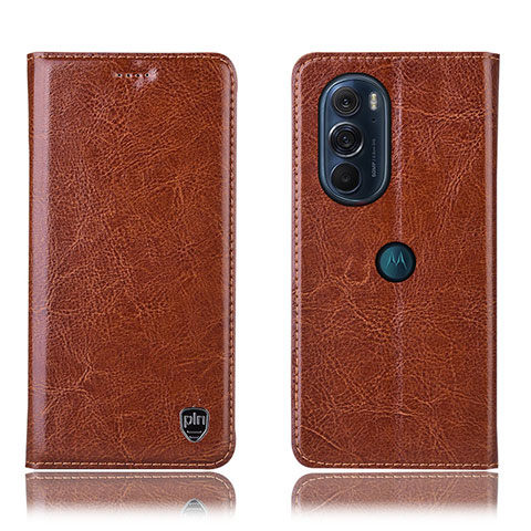 Coque Portefeuille Livre Cuir Etui Clapet H04P pour Motorola Moto Edge X30 5G Brun Clair