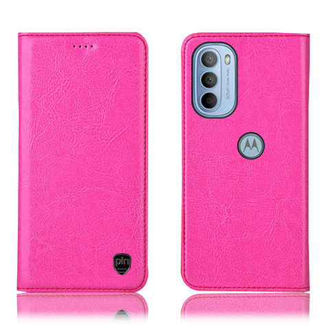 Coque Portefeuille Livre Cuir Etui Clapet H04P pour Motorola Moto G41 Rose Rouge