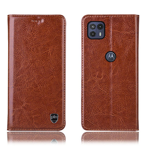 Coque Portefeuille Livre Cuir Etui Clapet H04P pour Motorola Moto G50 5G Brun Clair