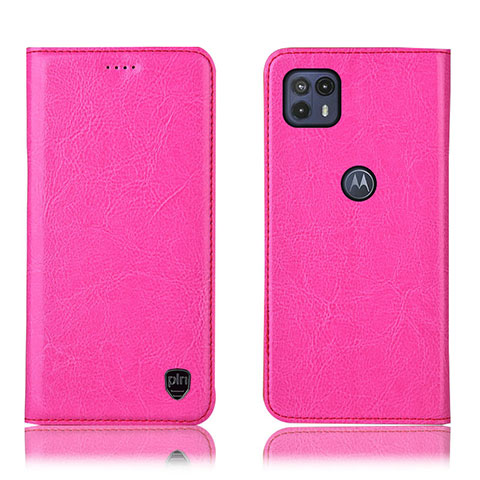 Coque Portefeuille Livre Cuir Etui Clapet H04P pour Motorola Moto G50 5G Rose Rouge