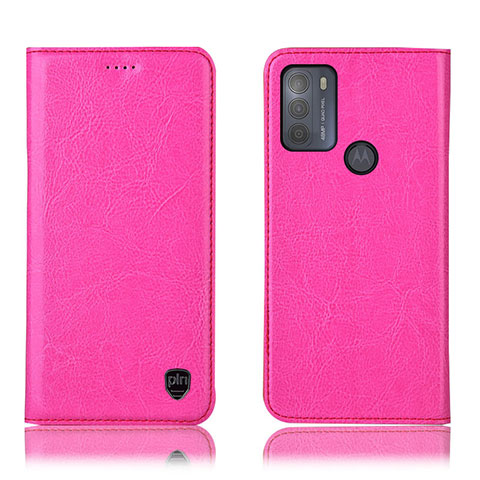 Coque Portefeuille Livre Cuir Etui Clapet H04P pour Motorola Moto G50 Rose Rouge