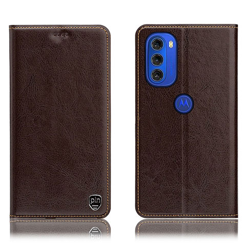 Coque Portefeuille Livre Cuir Etui Clapet H04P pour Motorola Moto G51 5G Marron