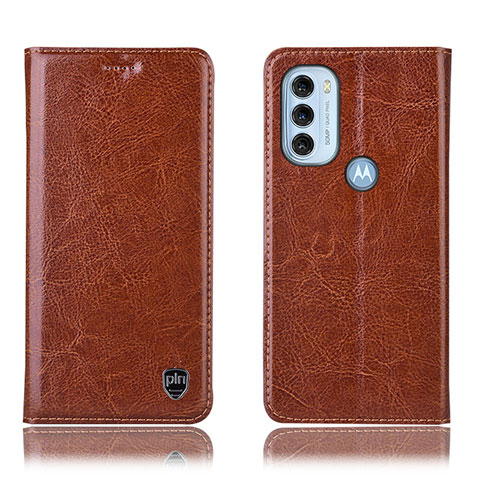 Coque Portefeuille Livre Cuir Etui Clapet H04P pour Motorola Moto G71 5G Brun Clair