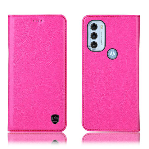 Coque Portefeuille Livre Cuir Etui Clapet H04P pour Motorola Moto G71 5G Rose Rouge