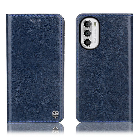 Coque Portefeuille Livre Cuir Etui Clapet H04P pour Motorola Moto G71s 5G Bleu