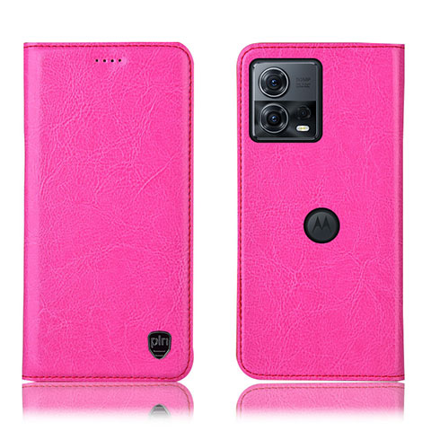 Coque Portefeuille Livre Cuir Etui Clapet H04P pour Motorola Moto S30 Pro 5G Rose Rouge