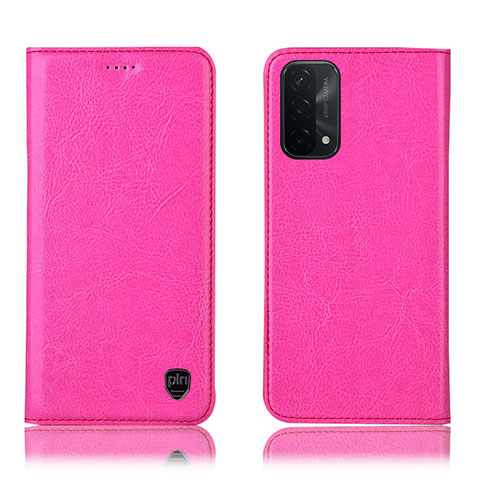 Coque Portefeuille Livre Cuir Etui Clapet H04P pour OnePlus Nord N200 5G Rose Rouge