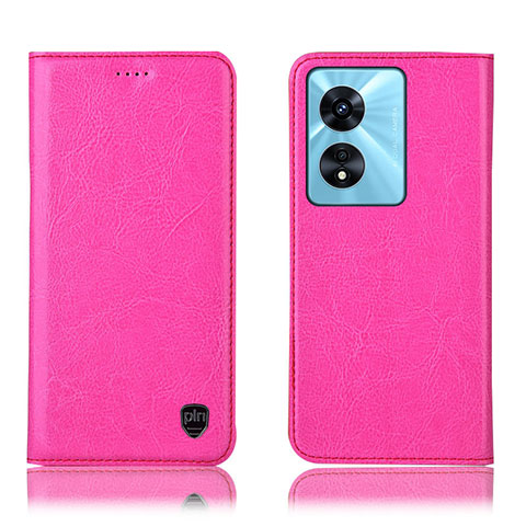 Coque Portefeuille Livre Cuir Etui Clapet H04P pour Oppo A18 Rose Rouge