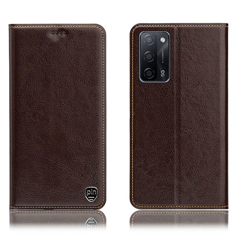 Coque Portefeuille Livre Cuir Etui Clapet H04P pour Oppo A53s 5G Marron