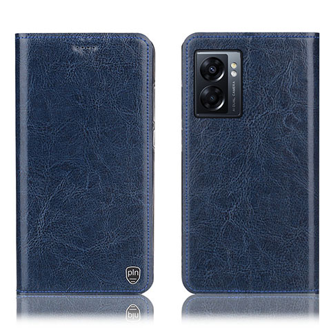 Coque Portefeuille Livre Cuir Etui Clapet H04P pour Oppo A56S 5G Bleu