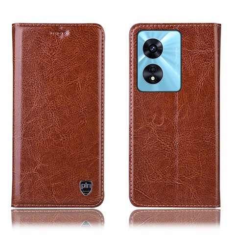 Coque Portefeuille Livre Cuir Etui Clapet H04P pour Oppo A58x 5G Brun Clair