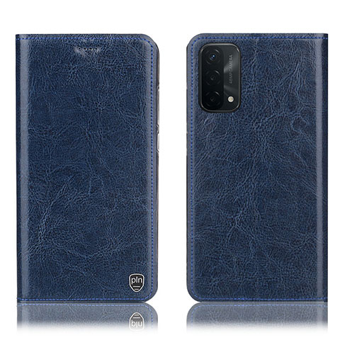 Coque Portefeuille Livre Cuir Etui Clapet H04P pour Oppo A74 5G Bleu