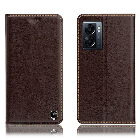 Coque Portefeuille Livre Cuir Etui Clapet H04P pour Oppo A77 5G Marron