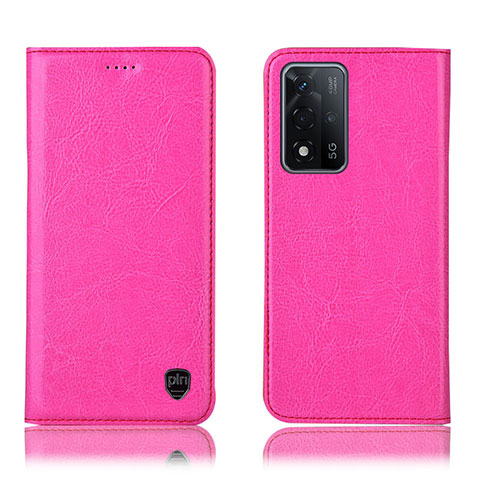 Coque Portefeuille Livre Cuir Etui Clapet H04P pour Oppo A93s 5G Rose Rouge