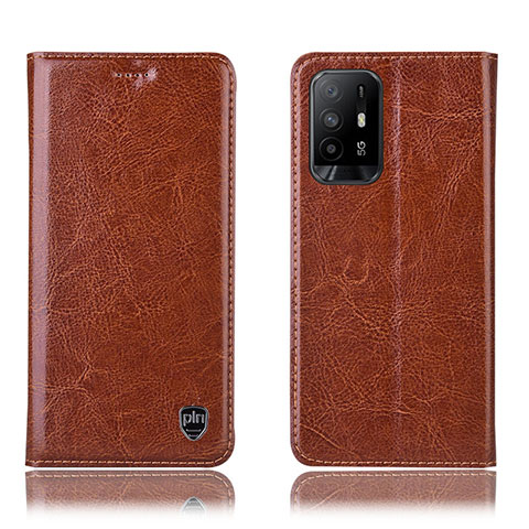 Coque Portefeuille Livre Cuir Etui Clapet H04P pour Oppo A95 5G Brun Clair