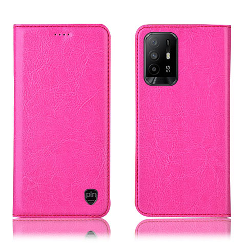 Coque Portefeuille Livre Cuir Etui Clapet H04P pour Oppo A95 5G Rose Rouge